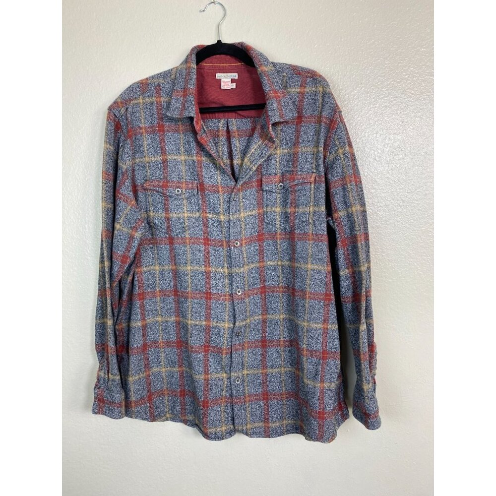 Carbon2Cobalt Flannel Plaid Long Sleeve Button Up Shirt Men size XL Tall Cotton